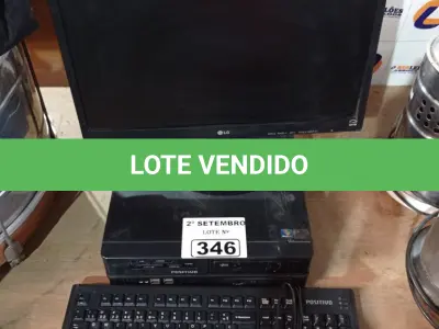 LOTE 346 - 01 CPU, 01 MONITOR E 01 TECLADO. (NO ESTADO) ATENÇÃO! FAZER A VISITAÇÃO ANTES DE ARREMATAR, NÃO SABEMOS SE FUNCIONA. LEILÃO NÃO TEM GARANTIA E NEM DEVOLUÇÃO, SUJEITO A POSSÍVEIS AVARIAS VISÍVEIS/OCULTAS E/OU AUSÊNCIA DE COMPONENTES.