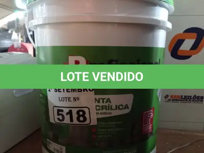 LOTE 518 - 01 BALDE DE TINTA ACRÍLICA 18L NA COR CONCRETO FOSCO. (NO ESTADO) ATENÇÃO! FAZER A VISITAÇÃO ANTES DE ARREMATAR, NÃO SABEMOS SE FUNCIONA. LEILÃO NÃO TEM GARANTIA E NEM DEVOLUÇÃO, SUJEITO A POSSÍVEIS AVARIAS VISÍVEIS/OCULTAS E/OU AUSÊNCIA DE COMPONENTES.