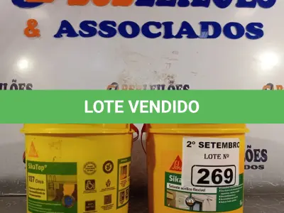 LOTE 269 - 02 BALDES DE SIKACRYL-203, SELANTE ACRÍLICO FLEXÍVEL 5KG. (NO ESTADO) ATENÇÃO! FAZER A VISITAÇÃO ANTES DE ARREMATAR, NÃO SABEMOS SE FUNCIONA. LEILÃO NÃO TEM GARANTIA E NEM DEVOLUÇÃO, SUJEITO A POSSÍVEIS AVARIAS VISÍVEIS/OCULTAS E/OU AUSÊNCIA DE COMPONENTES.