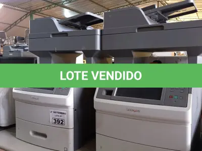 LOTE 392 - 02 IMPRESSORAS MULTIFUNCIONAL MARCAS LEXMARK MODELO X656-DE. (NO ESTADO) ATENÇÃO! FAZER A VISITAÇÃO ANTES DE ARREMATAR, NÃO SABEMOS SE FUNCIONA. LEILÃO NÃO TEM GARANTIA E NEM DEVOLUÇÃO, SUJEITO A POSSÍVEIS AVARIAS VISÍVEIS/OCULTAS E/OU AUSÊNCIA DE COMPONENTES.