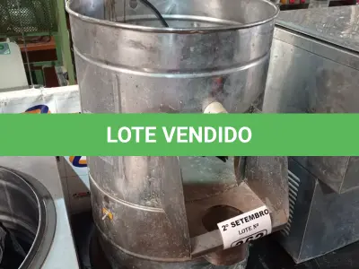 LOTE 362 - 01 DESCASCADOR DE BATATAS INDUSTRIAL. (NO ESTADO) ATENÇÃO! FAZER A VISITAÇÃO ANTES DE ARREMATAR, NÃO SABEMOS SE FUNCIONA. LEILÃO NÃO TEM GARANTIA E NEM DEVOLUÇÃO, SUJEITO A POSSÍVEIS AVARIAS VISÍVEIS/OCULTAS E/OU AUSÊNCIA DE COMPONENTES.