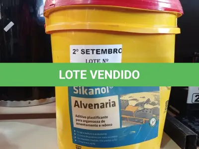 LOTE 277 - 01 BALDE DE SIKANOL ALVENARIA, ADITIVO PLASTIFICANTE PARA ARGAMASSA DE ASSENTAMENTO E REBOCO 18L. (NO ESTADO) ATENÇÃO! FAZER A VISITAÇÃO ANTES DE ARREMATAR, NÃO SABEMOS SE FUNCIONA. LEILÃO NÃO TEM GARANTIA E NEM DEVOLUÇÃO, SUJEITO A POSSÍVEIS AVARIAS VISÍVEIS/OCULTAS E/OU AUSÊNCIA DE COMPONENTES.