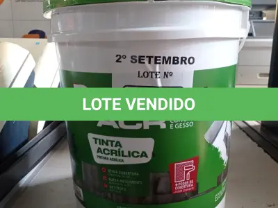 LOTE 450 - 01 BALDE DE TINTA ACRÍLICA 18L NA COR CONCRETO FOSCO. (NO ESTADO) ATENÇÃO! FAZER A VISITAÇÃO ANTES DE ARREMATAR, NÃO SABEMOS SE FUNCIONA. LEILÃO NÃO TEM GARANTIA E NEM DEVOLUÇÃO, SUJEITO A POSSÍVEIS AVARIAS VISÍVEIS/OCULTAS E/OU AUSÊNCIA DE COMPONENTES.