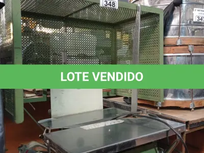 LOTE 348 - 01 MÁQUINA PARA AMARRAÇÃO DE FITILHO. (NO ESTADO) ATENÇÃO! FAZER A VISITAÇÃO ANTES DE ARREMATAR, NÃO SABEMOS SE FUNCIONA. LEILÃO NÃO TEM GARANTIA E NEM DEVOLUÇÃO, SUJEITO A POSSÍVEIS AVARIAS VISÍVEIS/OCULTAS E/OU AUSÊNCIA DE COMPONENTES.