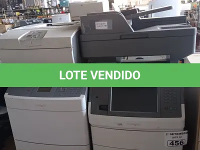 LOTE 456 - 03 IMPRESSORAS SENDO 01 MULTIFUNCIONAL MARCA LEXMARK MODELO X656-DE. (NO ESTADO) ATENÇÃO! FAZER A VISITAÇÃO ANTES DE ARREMATAR, NÃO SABEMOS SE FUNCIONA. LEILÃO NÃO TEM GARANTIA E NEM DEVOLUÇÃO, SUJEITO A POSSÍVEIS AVARIAS VISÍVEIS/OCULTAS E/OU AUSÊNCIA DE COMPONENTES.