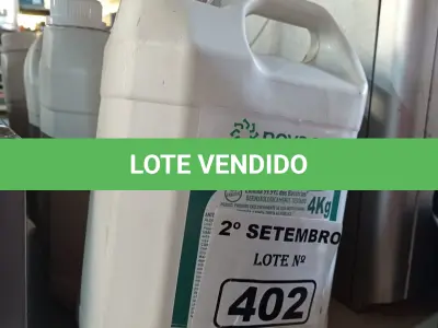 LOTE 402 - 16 QUILOS DE ÁLCOOL EM GEL HIGIENIZADOR DE MÃOS. (NO ESTADO) ATENÇÃO! FAZER A VISITAÇÃO ANTES DE ARREMATAR, NÃO SABEMOS SE FUNCIONA. LEILÃO NÃO TEM GARANTIA E NEM DEVOLUÇÃO, SUJEITO A POSSÍVEIS AVARIAS VISÍVEIS/OCULTAS E/OU AUSÊNCIA DE COMPONENTES.