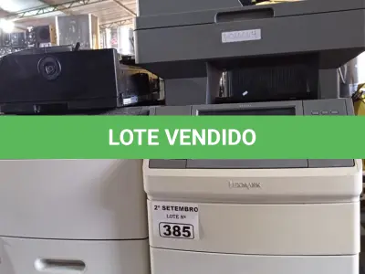 LOTE 385 - 03 IMPRESSORAS SENDO 01 MULTIFUNCIONAL LEXMARK MODELO X656-DE. (NO ESTADO) ATENÇÃO! FAZER A VISITAÇÃO ANTES DE ARREMATAR, NÃO SABEMOS SE FUNCIONA. LEILÃO NÃO TEM GARANTIA E NEM DEVOLUÇÃO, SUJEITO A POSSÍVEIS AVARIAS VISÍVEIS/OCULTAS E/OU AUSÊNCIA DE COMPONENTES.