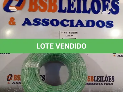 LOTE 285 - 01 ROLO DE CABO FLEXÍVEL 100M 1X10MM NA COR VERDE(NOVO). (NO ESTADO) ATENÇÃO! FAZER A VISITAÇÃO ANTES DE ARREMATAR, NÃO SABEMOS SE FUNCIONA. LEILÃO NÃO TEM GARANTIA E NEM DEVOLUÇÃO, SUJEITO A POSSÍVEIS AVARIAS VISÍVEIS/OCULTAS E/OU AUSÊNCIA DE COMPONENTES.