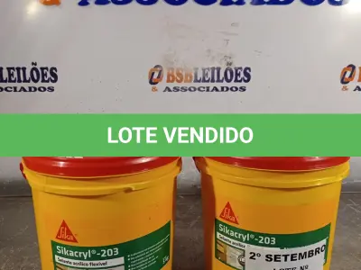LOTE 431 - 02 BALDES DE SIKACRYL-203, SELANTE ACRÍLICO FLEXÍVEL 5KG. (NO ESTADO) ATENÇÃO! FAZER A VISITAÇÃO ANTES DE ARREMATAR, NÃO SABEMOS SE FUNCIONA. LEILÃO NÃO TEM GARANTIA E NEM DEVOLUÇÃO, SUJEITO A POSSÍVEIS AVARIAS VISÍVEIS/OCULTAS E/OU AUSÊNCIA DE COMPONENTES.