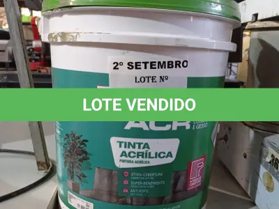 LOTE 371 - 01 BALDE DE TINTA ACRÍLICA 18L NA COR CONCRETO FOSCO. (NO ESTADO) ATENÇÃO! FAZER A VISITAÇÃO ANTES DE ARREMATAR, NÃO SABEMOS SE FUNCIONA. LEILÃO NÃO TEM GARANTIA E NEM DEVOLUÇÃO, SUJEITO A POSSÍVEIS AVARIAS VISÍVEIS/OCULTAS E/OU AUSÊNCIA DE COMPONENTES.