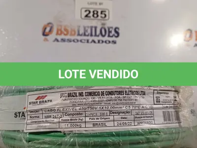 LOTE 285 - 01 ROLO DE CABO FLEXÍVEL 100M 1X10MM NA COR VERDE(NOVO). (NO ESTADO) ATENÇÃO! FAZER A VISITAÇÃO ANTES DE ARREMATAR, NÃO SABEMOS SE FUNCIONA. LEILÃO NÃO TEM GARANTIA E NEM DEVOLUÇÃO, SUJEITO A POSSÍVEIS AVARIAS VISÍVEIS/OCULTAS E/OU AUSÊNCIA DE COMPONENTES.