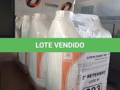 LOTE 393 - 20 LITROS DE SABONETE DE ESPUMA ANTISSÉPTICO. (NO ESTADO) ATENÇÃO! FAZER A VISITAÇÃO ANTES DE ARREMATAR, NÃO SABEMOS SE FUNCIONA. LEILÃO NÃO TEM GARANTIA E NEM DEVOLUÇÃO, SUJEITO A POSSÍVEIS AVARIAS VISÍVEIS/OCULTAS E/OU AUSÊNCIA DE COMPONENTES.