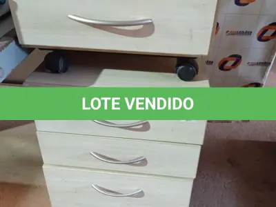 LOTE 375 - 02 GAVETEIROS EM MADEIRA COM 03 GAVETAS. (NO ESTADO) ATENÇÃO! FAZER A VISITAÇÃO ANTES DE ARREMATAR, NÃO SABEMOS SE FUNCIONA. LEILÃO NÃO TEM GARANTIA E NEM DEVOLUÇÃO, SUJEITO A POSSÍVEIS AVARIAS VISÍVEIS/OCULTAS E/OU AUSÊNCIA DE COMPONENTES.