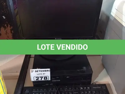 LOTE 278 - 01 CPU, 01 MONITOR E 01 TECLADO. (NO ESTADO) ATENÇÃO! FAZER A VISITAÇÃO ANTES DE ARREMATAR, NÃO SABEMOS SE FUNCIONA. LEILÃO NÃO TEM GARANTIA E NEM DEVOLUÇÃO, SUJEITO A POSSÍVEIS AVARIAS VISÍVEIS/OCULTAS E/OU AUSÊNCIA DE COMPONENTES.