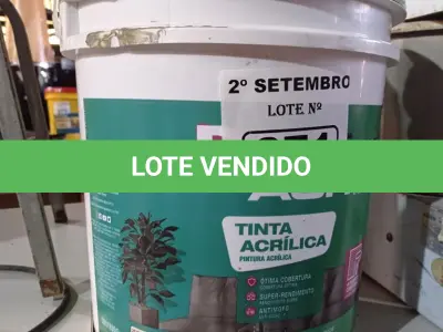 LOTE 371 - 01 BALDE DE TINTA ACRÍLICA 18L NA COR CONCRETO FOSCO. (NO ESTADO) ATENÇÃO! FAZER A VISITAÇÃO ANTES DE ARREMATAR, NÃO SABEMOS SE FUNCIONA. LEILÃO NÃO TEM GARANTIA E NEM DEVOLUÇÃO, SUJEITO A POSSÍVEIS AVARIAS VISÍVEIS/OCULTAS E/OU AUSÊNCIA DE COMPONENTES.
