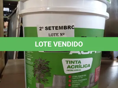 LOTE 286 - 01 BALDE DE TINTA ACRÍLICA 18L NA COR CONCRETO FOSCO. (NO ESTADO) ATENÇÃO! FAZER A VISITAÇÃO ANTES DE ARREMATAR, NÃO SABEMOS SE FUNCIONA. LEILÃO NÃO TEM GARANTIA E NEM DEVOLUÇÃO, SUJEITO A POSSÍVEIS AVARIAS VISÍVEIS/OCULTAS E/OU AUSÊNCIA DE COMPONENTES.