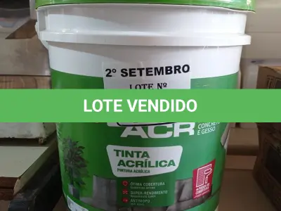 LOTE 438 - 01 BALDE DE TINTA ACRÍLICA 18L NA COR CONCRETO FOSCO. (NO ESTADO) ATENÇÃO! FAZER A VISITAÇÃO ANTES DE ARREMATAR, NÃO SABEMOS SE FUNCIONA. LEILÃO NÃO TEM GARANTIA E NEM DEVOLUÇÃO, SUJEITO A POSSÍVEIS AVARIAS VISÍVEIS/OCULTAS E/OU AUSÊNCIA DE COMPONENTES.