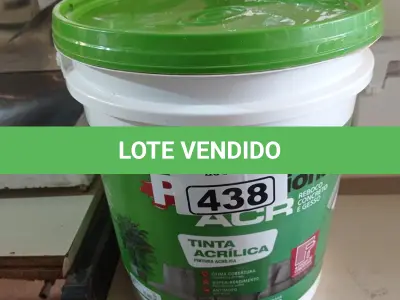 LOTE 438 - 01 BALDE DE TINTA ACRÍLICA 18L NA COR CONCRETO FOSCO. (NO ESTADO) ATENÇÃO! FAZER A VISITAÇÃO ANTES DE ARREMATAR, NÃO SABEMOS SE FUNCIONA. LEILÃO NÃO TEM GARANTIA E NEM DEVOLUÇÃO, SUJEITO A POSSÍVEIS AVARIAS VISÍVEIS/OCULTAS E/OU AUSÊNCIA DE COMPONENTES.