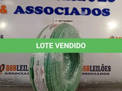 LOTE 285 - 01 ROLO DE CABO FLEXÍVEL 100M 1X10MM NA COR VERDE(NOVO). (NO ESTADO) ATENÇÃO! FAZER A VISITAÇÃO ANTES DE ARREMATAR, NÃO SABEMOS SE FUNCIONA. LEILÃO NÃO TEM GARANTIA E NEM DEVOLUÇÃO, SUJEITO A POSSÍVEIS AVARIAS VISÍVEIS/OCULTAS E/OU AUSÊNCIA DE COMPONENTES.