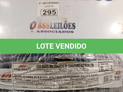 LOTE 295 - 01 ROLO DE CABO FLEXÍVEL 100M 1X10MM NA COR PRETA(NOVO). (NO ESTADO) ATENÇÃO! FAZER A VISITAÇÃO ANTES DE ARREMATAR, NÃO SABEMOS SE FUNCIONA. LEILÃO NÃO TEM GARANTIA E NEM DEVOLUÇÃO, SUJEITO A POSSÍVEIS AVARIAS VISÍVEIS/OCULTAS E/OU AUSÊNCIA DE COMPONENTES.