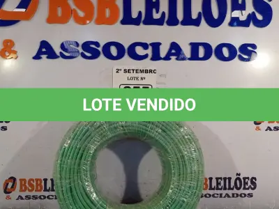 LOTE 255 - 01 ROLO DE CABO FLEXÍVEL 100M 1X10MM NA COR VERDE(NOVO). (NO ESTADO) ATENÇÃO! FAZER A VISITAÇÃO ANTES DE ARREMATAR, NÃO SABEMOS SE FUNCIONA. LEILÃO NÃO TEM GARANTIA E NEM DEVOLUÇÃO, SUJEITO A POSSÍVEIS AVARIAS VISÍVEIS/OCULTAS E/OU AUSÊNCIA DE COMPONENTES.