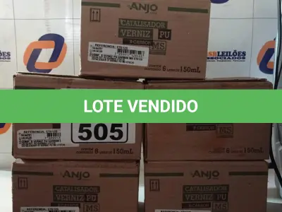 LOTE 505 - 05 CAIXAS COM CATALISADOR VERNIZ “PU”, COM 06 LATAS DE 150ML CADA. (NO ESTADO) ATENÇÃO! FAZER A VISITAÇÃO ANTES DE ARREMATAR, NÃO SABEMOS SE FUNCIONA. LEILÃO NÃO TEM GARANTIA E NEM DEVOLUÇÃO, SUJEITO A POSSÍVEIS AVARIAS VISÍVEIS/OCULTAS E/OU AUSÊNCIA DE COMPONENTES.