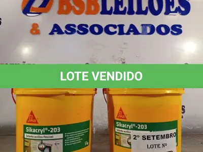 LOTE 431 - 02 BALDES DE SIKACRYL-203, SELANTE ACRÍLICO FLEXÍVEL 5KG. (NO ESTADO) ATENÇÃO! FAZER A VISITAÇÃO ANTES DE ARREMATAR, NÃO SABEMOS SE FUNCIONA. LEILÃO NÃO TEM GARANTIA E NEM DEVOLUÇÃO, SUJEITO A POSSÍVEIS AVARIAS VISÍVEIS/OCULTAS E/OU AUSÊNCIA DE COMPONENTES.