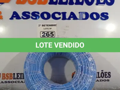 LOTE 265 - 01 ROLO DE CABO FLEXÍVEL 100M 1X10MM NA COR AZUL(NOVO). (NO ESTADO) ATENÇÃO! FAZER A VISITAÇÃO ANTES DE ARREMATAR, NÃO SABEMOS SE FUNCIONA. LEILÃO NÃO TEM GARANTIA E NEM DEVOLUÇÃO, SUJEITO A POSSÍVEIS AVARIAS VISÍVEIS/OCULTAS E/OU AUSÊNCIA DE COMPONENTES.
