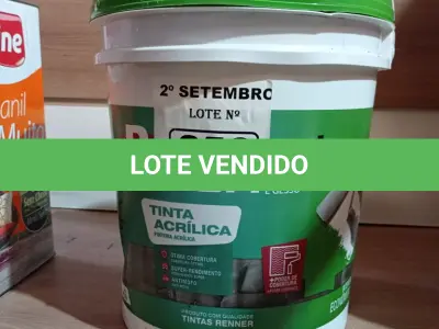 LOTE 256 - 01 BALDE DE TINTA ACRÍLICA 18L NA COR CONCRETO FOSCO. (NO ESTADO) ATENÇÃO! FAZER A VISITAÇÃO ANTES DE ARREMATAR, NÃO SABEMOS SE FUNCIONA. LEILÃO NÃO TEM GARANTIA E NEM DEVOLUÇÃO, SUJEITO A POSSÍVEIS AVARIAS VISÍVEIS/OCULTAS E/OU AUSÊNCIA DE COMPONENTES.