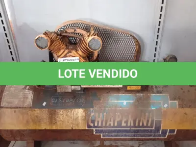 LOTE 573 - 01 COMPRESSOR DE AR INCOMPLETO. (NO ESTADO) ATENÇÃO! FAZER A VISITAÇÃO ANTES DE ARREMATAR, NÃO SABEMOS SE FUNCIONA. LEILÃO NÃO TEM GARANTIA E NEM DEVOLUÇÃO, SUJEITO A POSSÍVEIS AVARIAS VISÍVEIS/OCULTAS E/OU AUSÊNCIA DE COMPONENTES.