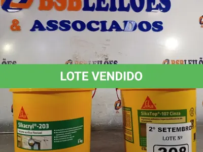 LOTE 398 - 01 BALDE DE SIKACRYL-203, SELANTE ACRÍLICO FLEXÍVEL 5KG E 01 BALDE DE SIKA TOP 107 CINZA, ARGAMASSA POLIMÉRICA IMPERMEABILIZANTE DE ALTO DESEMPENHO.  (NO ESTADO) ATENÇÃO! FAZER A VISITAÇÃO ANTES DE ARREMATAR, NÃO SABEMOS SE FUNCIONA. LEILÃO NÃO TEM GARANTIA E NEM DEVOLUÇÃO, SUJEITO A POSSÍVEIS AVARIAS VISÍVEIS/OCULTAS E/OU AUSÊNCIA DE COMPONENTES.