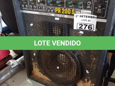 LOTE 276 - 01 CAIXA DE SOM AMPLIFICADA CICLOTRON PR 200 S. (NO ESTADO) ATENÇÃO! FAZER A VISITAÇÃO ANTES DE ARREMATAR, NÃO SABEMOS SE FUNCIONA. LEILÃO NÃO TEM GARANTIA E NEM DEVOLUÇÃO, SUJEITO A POSSÍVEIS AVARIAS VISÍVEIS/OCULTAS E/OU AUSÊNCIA DE COMPONENTES.