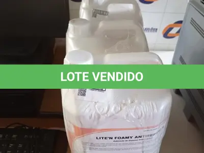 LOTE 393 - 20 LITROS DE SABONETE DE ESPUMA ANTISSÉPTICO. (NO ESTADO) ATENÇÃO! FAZER A VISITAÇÃO ANTES DE ARREMATAR, NÃO SABEMOS SE FUNCIONA. LEILÃO NÃO TEM GARANTIA E NEM DEVOLUÇÃO, SUJEITO A POSSÍVEIS AVARIAS VISÍVEIS/OCULTAS E/OU AUSÊNCIA DE COMPONENTES.
