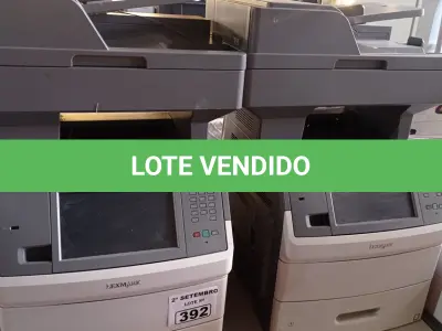 LOTE 392 - 02 IMPRESSORAS MULTIFUNCIONAL MARCAS LEXMARK MODELO X656-DE. (NO ESTADO) ATENÇÃO! FAZER A VISITAÇÃO ANTES DE ARREMATAR, NÃO SABEMOS SE FUNCIONA. LEILÃO NÃO TEM GARANTIA E NEM DEVOLUÇÃO, SUJEITO A POSSÍVEIS AVARIAS VISÍVEIS/OCULTAS E/OU AUSÊNCIA DE COMPONENTES.