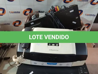 LOTE 406 - 02 IMPRESSORAS, 01 PIRÂMIDE 600W, 03 APARELHOS DE DVD E PERIFÉRICOS DIVERSOS. (NO ESTADO) ATENÇÃO! FAZER A VISITAÇÃO ANTES DE ARREMATAR, NÃO SABEMOS SE FUNCIONA. LEILÃO NÃO TEM GARANTIA E NEM DEVOLUÇÃO, SUJEITO A POSSÍVEIS AVARIAS VISÍVEIS/OCULTAS E/OU AUSÊNCIA DE COMPONENTES.