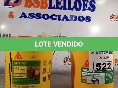 LOTE 522 - 01 BALDE DE SIKACRYL-203, SELANTE ACRÍLICO FLEXÍVEL 5KG E 01 BALDE DE SIKA TOP 107 CINZA, ARGAMASSA POLIMÉRICA IMPERMEABILIZANTE DE ALTO DESEMPENHO.  (NO ESTADO) ATENÇÃO! FAZER A VISITAÇÃO ANTES DE ARREMATAR, NÃO SABEMOS SE FUNCIONA. LEILÃO NÃO TEM GARANTIA E NEM DEVOLUÇÃO, SUJEITO A POSSÍVEIS AVARIAS VISÍVEIS/OCULTAS E/OU AUSÊNCIA DE COMPONENTES.