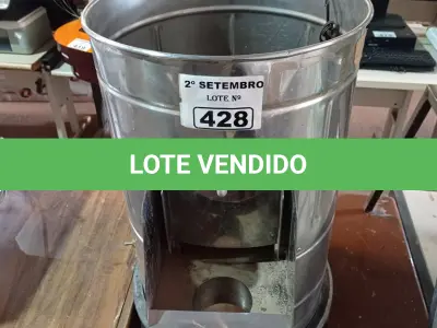 LOTE 428 - 01 DESCASCADOR DE BATATAS INDUSTRIAL. (NO ESTADO) ATENÇÃO! FAZER A VISITAÇÃO ANTES DE ARREMATAR, NÃO SABEMOS SE FUNCIONA. LEILÃO NÃO TEM GARANTIA E NEM DEVOLUÇÃO, SUJEITO A POSSÍVEIS AVARIAS VISÍVEIS/OCULTAS E/OU AUSÊNCIA DE COMPONENTES.