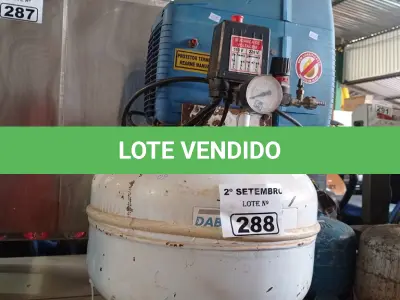 LOTE 288 - 01 COMPRESSOR DE AR ODONTOLÓGICO MARCA DABIATLANTE. (NO ESTADO) ATENÇÃO! FAZER A VISITAÇÃO ANTES DE ARREMATAR, NÃO SABEMOS SE FUNCIONA. LEILÃO NÃO TEM GARANTIA E NEM DEVOLUÇÃO, SUJEITO A POSSÍVEIS AVARIAS VISÍVEIS/OCULTAS E/OU AUSÊNCIA DE COMPONENTES.
