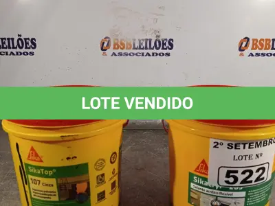 LOTE 522 - 01 BALDE DE SIKACRYL-203, SELANTE ACRÍLICO FLEXÍVEL 5KG E 01 BALDE DE SIKA TOP 107 CINZA, ARGAMASSA POLIMÉRICA IMPERMEABILIZANTE DE ALTO DESEMPENHO.  (NO ESTADO) ATENÇÃO! FAZER A VISITAÇÃO ANTES DE ARREMATAR, NÃO SABEMOS SE FUNCIONA. LEILÃO NÃO TEM GARANTIA E NEM DEVOLUÇÃO, SUJEITO A POSSÍVEIS AVARIAS VISÍVEIS/OCULTAS E/OU AUSÊNCIA DE COMPONENTES.