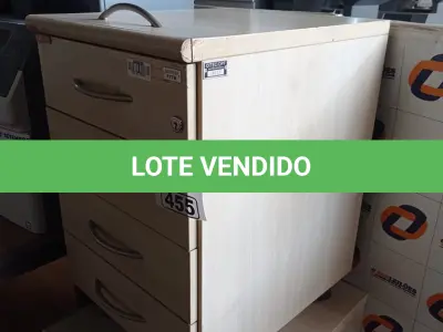 LOTE 455 - 02 GAVETEIROS SENDO 01 COM 04 GAVETAS. (NO ESTADO) ATENÇÃO! FAZER A VISITAÇÃO ANTES DE ARREMATAR, NÃO SABEMOS SE FUNCIONA. LEILÃO NÃO TEM GARANTIA E NEM DEVOLUÇÃO, SUJEITO A POSSÍVEIS AVARIAS VISÍVEIS/OCULTAS E/OU AUSÊNCIA DE COMPONENTES.