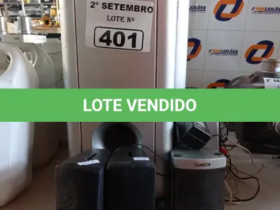 LOTE 401 - 01 CLIMATIZADOR, 01 SUBWOOFER E VÁRIAS CAIXAS DE SOM MARCAS E MODELOS DIVERSOS. (NO ESTADO) ATENÇÃO! FAZER A VISITAÇÃO ANTES DE ARREMATAR, NÃO SABEMOS SE FUNCIONA. LEILÃO NÃO TEM GARANTIA E NEM DEVOLUÇÃO, SUJEITO A POSSÍVEIS AVARIAS VISÍVEIS/OCULTAS E/OU AUSÊNCIA DE COMPONENTES.