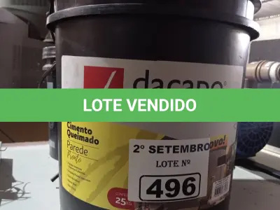 LOTE 496 - 01 BALDE DE CIMENTO QUEIMADO DACAPÓ 25KG. (NO ESTADO) ATENÇÃO! FAZER A VISITAÇÃO ANTES DE ARREMATAR, NÃO SABEMOS SE FUNCIONA. LEILÃO NÃO TEM GARANTIA E NEM DEVOLUÇÃO, SUJEITO A POSSÍVEIS AVARIAS VISÍVEIS/OCULTAS E/OU AUSÊNCIA DE COMPONENTES.
