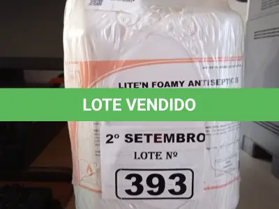 LOTE 393 - 20 LITROS DE SABONETE DE ESPUMA ANTISSÉPTICO. (NO ESTADO) ATENÇÃO! FAZER A VISITAÇÃO ANTES DE ARREMATAR, NÃO SABEMOS SE FUNCIONA. LEILÃO NÃO TEM GARANTIA E NEM DEVOLUÇÃO, SUJEITO A POSSÍVEIS AVARIAS VISÍVEIS/OCULTAS E/OU AUSÊNCIA DE COMPONENTES.