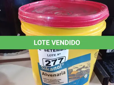 LOTE 277 - 01 BALDE DE SIKANOL ALVENARIA, ADITIVO PLASTIFICANTE PARA ARGAMASSA DE ASSENTAMENTO E REBOCO 18L. (NO ESTADO) ATENÇÃO! FAZER A VISITAÇÃO ANTES DE ARREMATAR, NÃO SABEMOS SE FUNCIONA. LEILÃO NÃO TEM GARANTIA E NEM DEVOLUÇÃO, SUJEITO A POSSÍVEIS AVARIAS VISÍVEIS/OCULTAS E/OU AUSÊNCIA DE COMPONENTES.