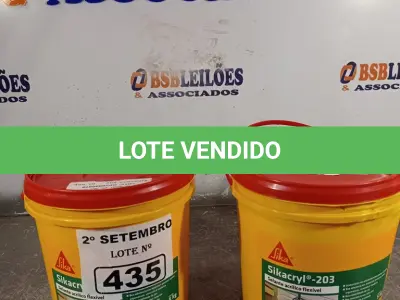 LOTE 435 - 02 BALDES DE SIKACRYL-203, SELANTE ACRÍLICO FLEXÍVEL 5KG. (NO ESTADO) ATENÇÃO! FAZER A VISITAÇÃO ANTES DE ARREMATAR, NÃO SABEMOS SE FUNCIONA. LEILÃO NÃO TEM GARANTIA E NEM DEVOLUÇÃO, SUJEITO A POSSÍVEIS AVARIAS VISÍVEIS/OCULTAS E/OU AUSÊNCIA DE COMPONENTES.