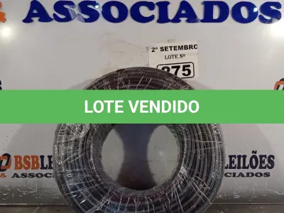 LOTE 275 - 01 ROLO DE CABO FLEXÍVEL 100M 1X10MM NA COR PRETA(NOVO). (NO ESTADO) ATENÇÃO! FAZER A VISITAÇÃO ANTES DE ARREMATAR, NÃO SABEMOS SE FUNCIONA. LEILÃO NÃO TEM GARANTIA E NEM DEVOLUÇÃO, SUJEITO A POSSÍVEIS AVARIAS VISÍVEIS/OCULTAS E/OU AUSÊNCIA DE COMPONENTES.
