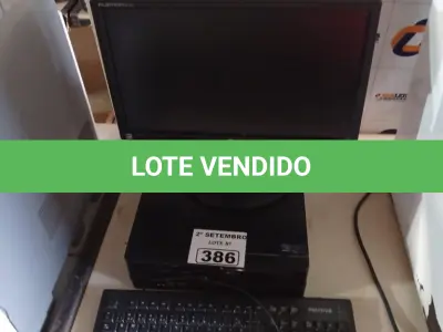 LOTE 386 - 01 CPU, 01 MONITOR E 01 TECLADO. (NO ESTADO) ATENÇÃO! FAZER A VISITAÇÃO ANTES DE ARREMATAR, NÃO SABEMOS SE FUNCIONA. LEILÃO NÃO TEM GARANTIA E NEM DEVOLUÇÃO, SUJEITO A POSSÍVEIS AVARIAS VISÍVEIS/OCULTAS E/OU AUSÊNCIA DE COMPONENTES.