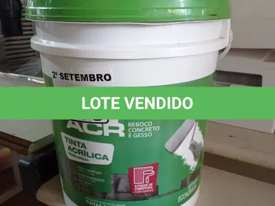 LOTE 438 - 01 BALDE DE TINTA ACRÍLICA 18L NA COR CONCRETO FOSCO. (NO ESTADO) ATENÇÃO! FAZER A VISITAÇÃO ANTES DE ARREMATAR, NÃO SABEMOS SE FUNCIONA. LEILÃO NÃO TEM GARANTIA E NEM DEVOLUÇÃO, SUJEITO A POSSÍVEIS AVARIAS VISÍVEIS/OCULTAS E/OU AUSÊNCIA DE COMPONENTES.