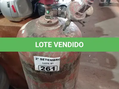 LOTE 261 - 01 CILINDRO DE GÁS ACETILENO “VAZIO”. (NO ESTADO) ATENÇÃO! FAZER A VISITAÇÃO ANTES DE ARREMATAR, NÃO SABEMOS SE FUNCIONA. LEILÃO NÃO TEM GARANTIA E NEM DEVOLUÇÃO, SUJEITO A POSSÍVEIS AVARIAS VISÍVEIS/OCULTAS E/OU AUSÊNCIA DE COMPONENTES.