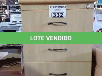LOTE 332 - 02 GAVETEIROS EM MADEIRA COM 03 GAVETAS. (NO ESTADO) ATENÇÃO! FAZER A VISITAÇÃO ANTES DE ARREMATAR, NÃO SABEMOS SE FUNCIONA. LEILÃO NÃO TEM GARANTIA E NEM DEVOLUÇÃO, SUJEITO A POSSÍVEIS AVARIAS VISÍVEIS/OCULTAS E/OU AUSÊNCIA DE COMPONENTES.